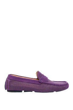 Purple suede men's moccasins