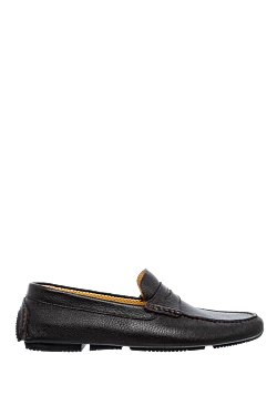 Men's black leather moccasins