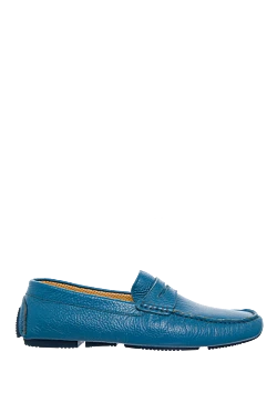 Moccasins for men made of blue leather