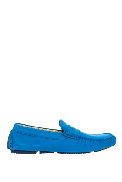 Blue suede men's moccasins