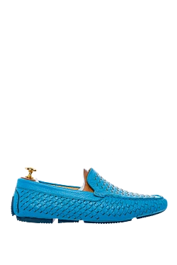 Moccasins for men made of blue leather