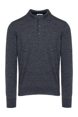 Wool long sleeve polo gray for men