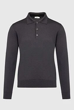 Wool long sleeve polo brown for men