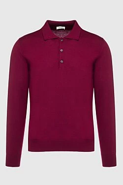 Wool long sleeve polo burgundy for men