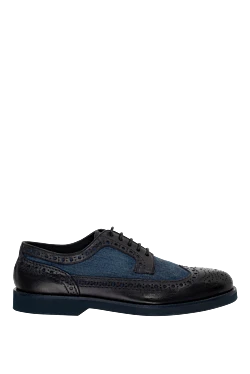 Blue leather men's shoes