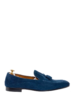 Blue suede loafers for men