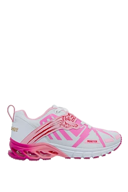 Pink polyester and microfiber sneakers for women