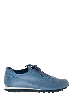 Blue leather sneakers for men