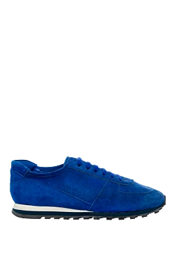 Blue suede sneakers for men