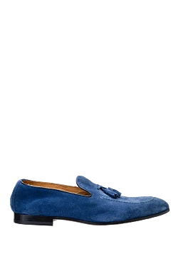 Blue suede loafers for men