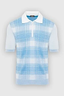 Cotton and silk polo blue for men