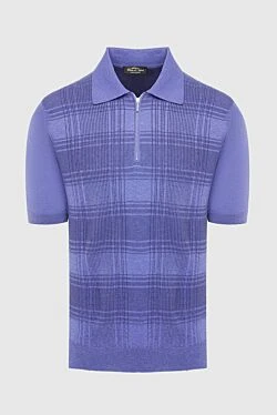 Cotton and silk polo shirt purple for men