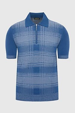 Cotton and silk polo blue for men