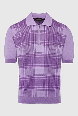 Cotton and silk polo shirt purple for men