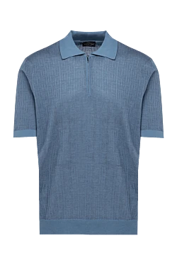 Blue silk polo for men