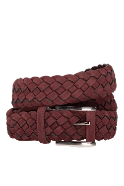 Burgundy suede belt for men