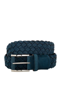 Leather belt blue for men