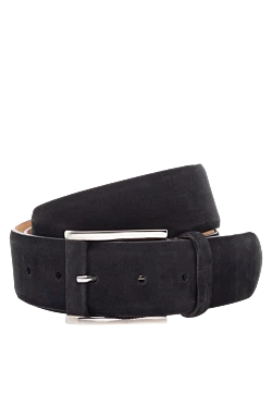 Black leather belt for men