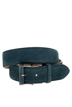 Leather belt blue for men