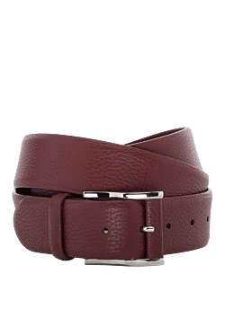 Leather belt burgundy for men