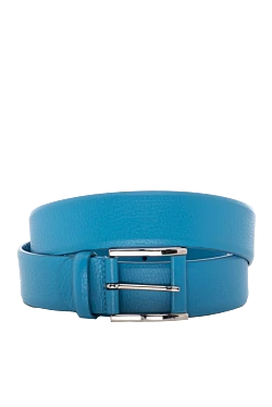 Blue leather belt for men