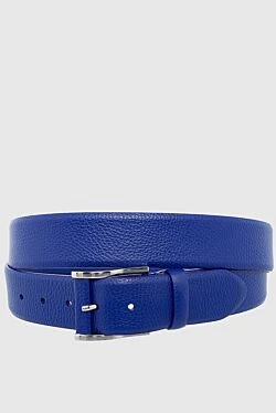 Leather belt blue for men