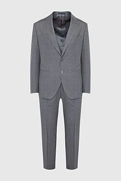 Men's suit made of wool and silk, gray