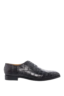 Black alligator leather men's shoes