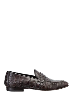 Brown crocodile leather loafers for men