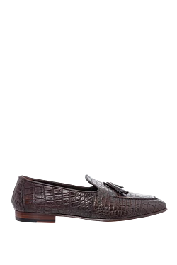 Brown crocodile leather loafers for men