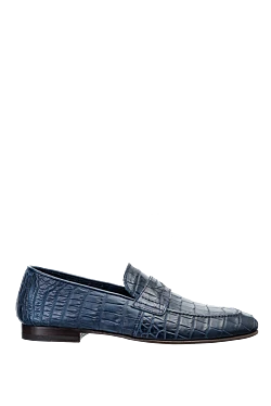 Blue crocodile leather loafers for men