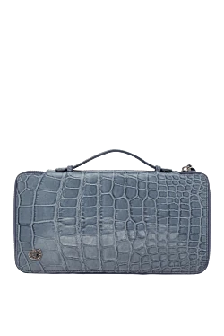 Men's blue alligator leather clutch