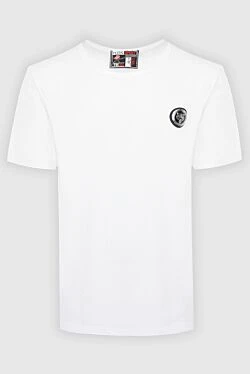 White cotton and elastane T-shirt for men