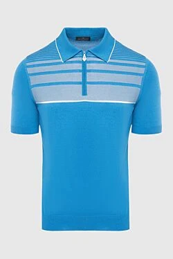 Blue silk polo for men