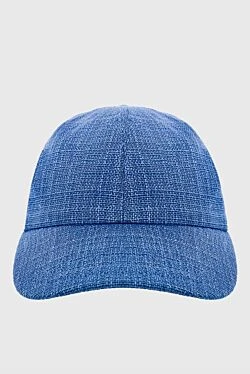 Blue wool, linen and silk cap for men