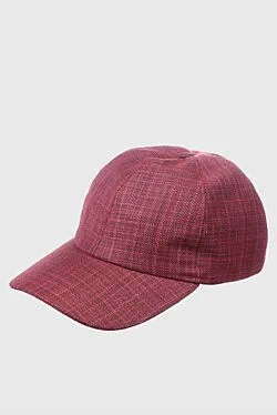 Cap made of wool, linen and silk burgundy for men