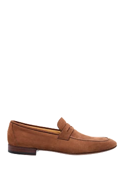 Brown nubuck loafers for men