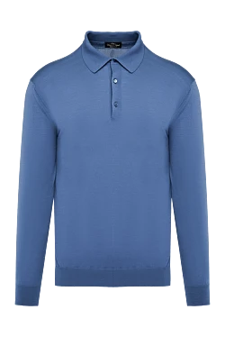 Wool long sleeve polo blue for men