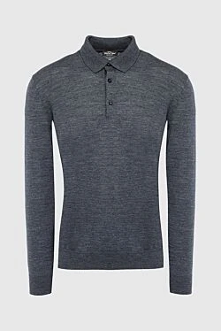 Wool long sleeve polo gray for men