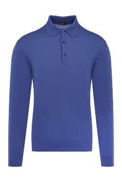 Wool long sleeve polo blue for men