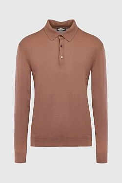 Wool long sleeve polo brown for men