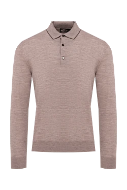 Wool Long Sleeve Polo Beige for men