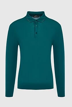 Wool long sleeve polo green for men