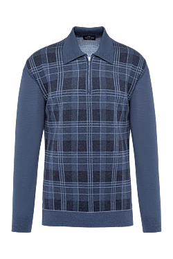 Wool long sleeve polo blue for men