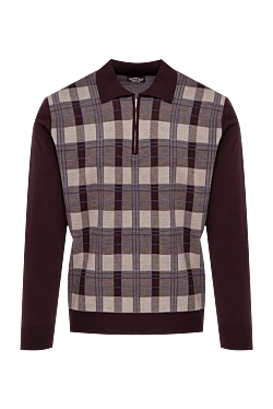 Wool long sleeve polo brown for men