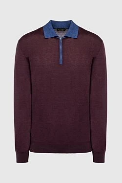 Long Sleeve Polo in Silk and Cashmere Brown for men