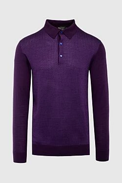 Wool, Silk and Cashmere Long Sleeve Polo Violet for men