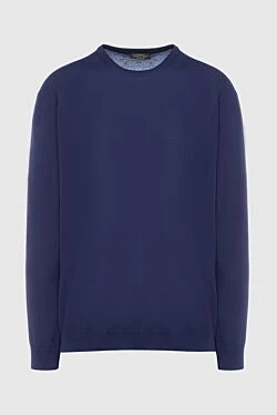 Wool, cashmere and silk jumper blue for men