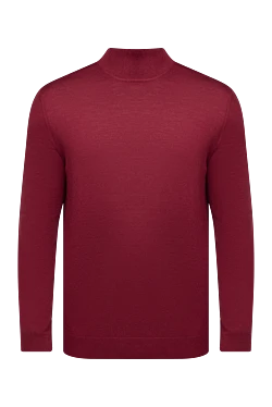 Stand-up jumper made of wool, silk and cashmere, burgundy for men