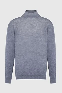 Jumper with high neck, wool, gray for men